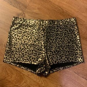 Shiny Cheetah Print Stretchy Spandex High Waisted Shorts Juniors Size Large